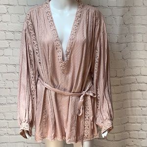 NWT Free People Intimately Mean It Rober Romper Playsuit Crochet Pink Sz S